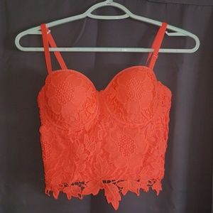 Bright coral corset top!